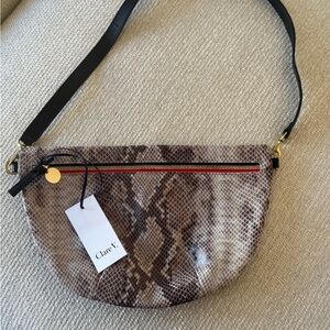 NWT Clare V Snake-Print Grande Fanny